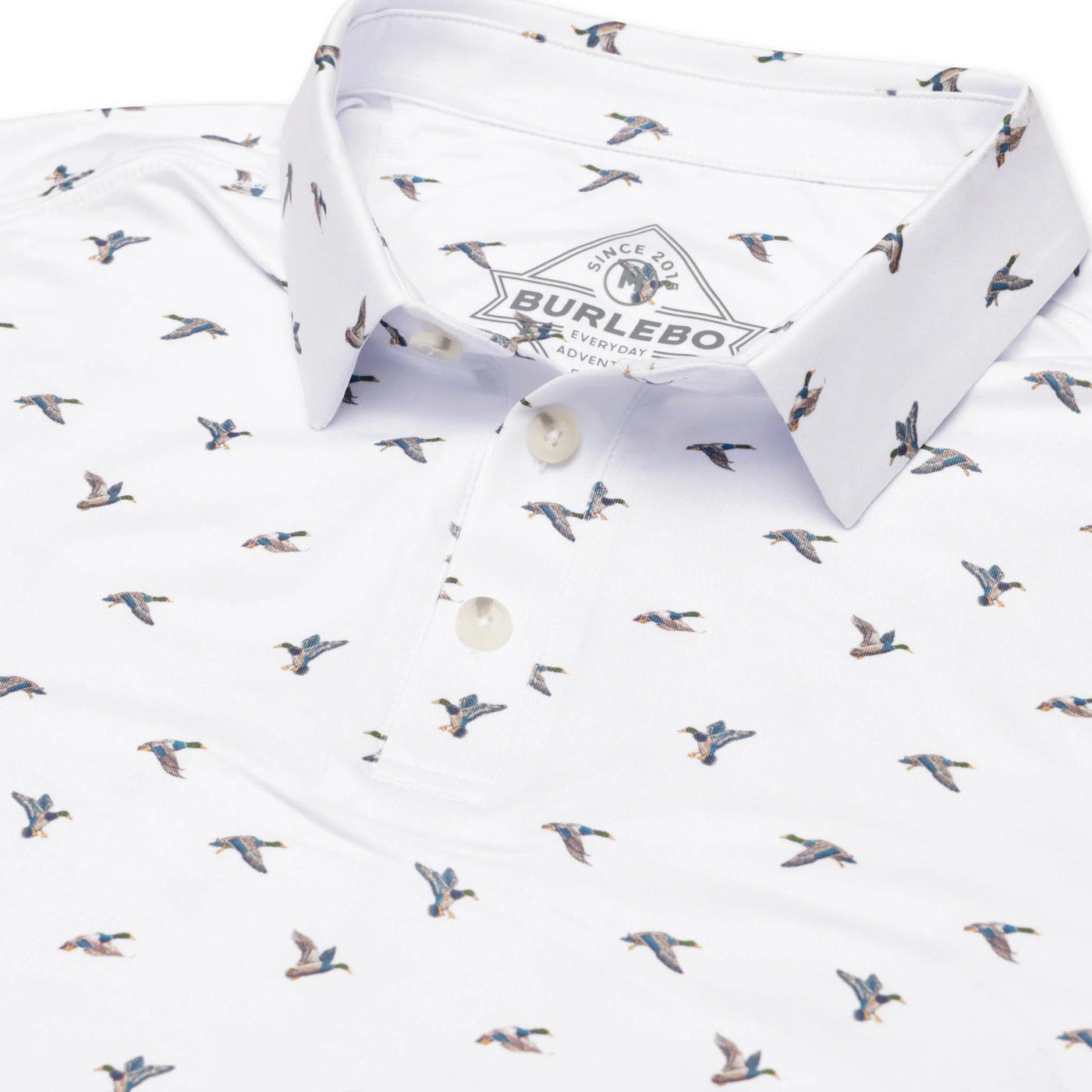 Burlebo Ducks Flying In White Performance Polo - Southern Soule Designs