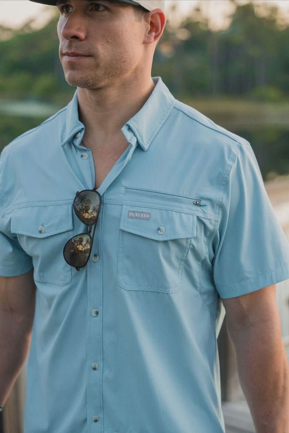 Burlebo Dusty Blue Performance Fishing Shirt - Southern Soule Designs