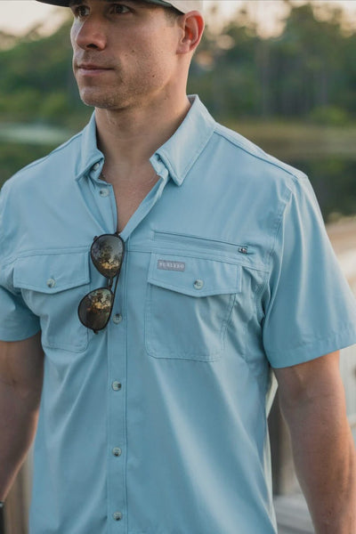 Burlebo Dusty Blue Performance Fishing Shirt - Southern Soule Designs