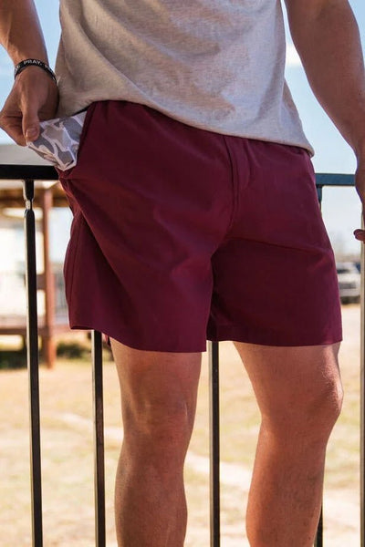 Burlebo Everyday Shorts Maroon/White Camo - Southern Soule Designs