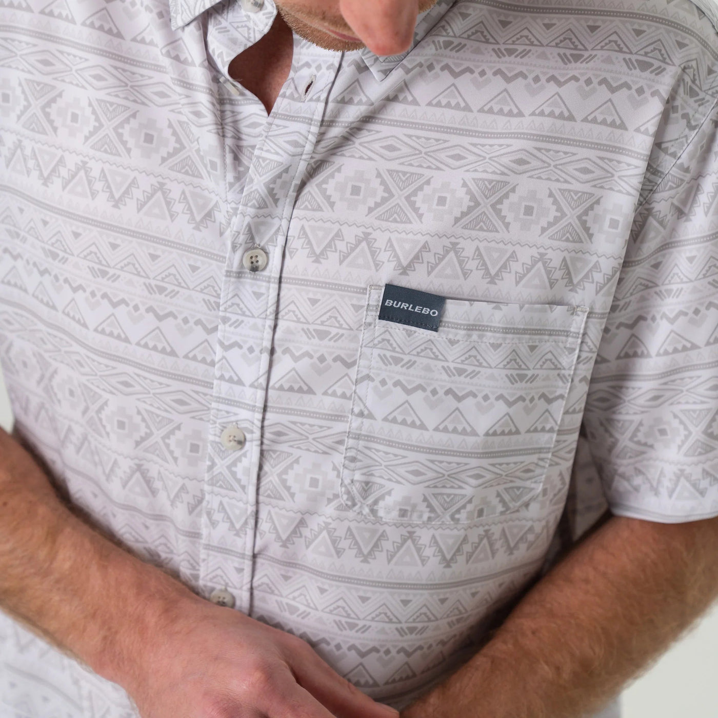 Burlebo Grey Aztec Performance Button Up - Southern Soule Designs