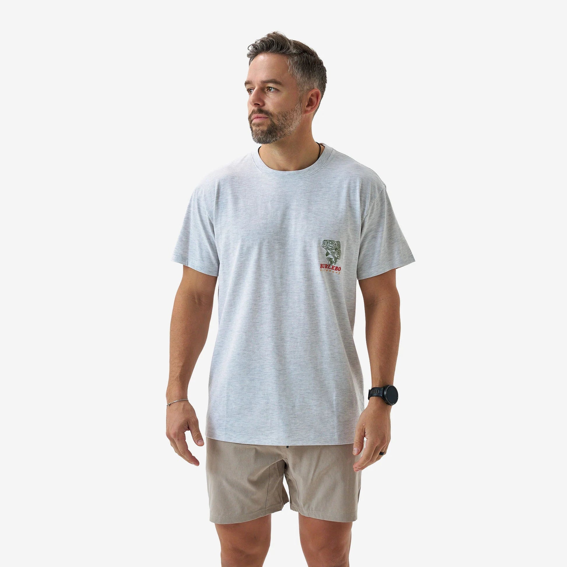 Burlebo Heather Ash Grey Fish Wild Short Sleeve Tee - Southern Soule Designs