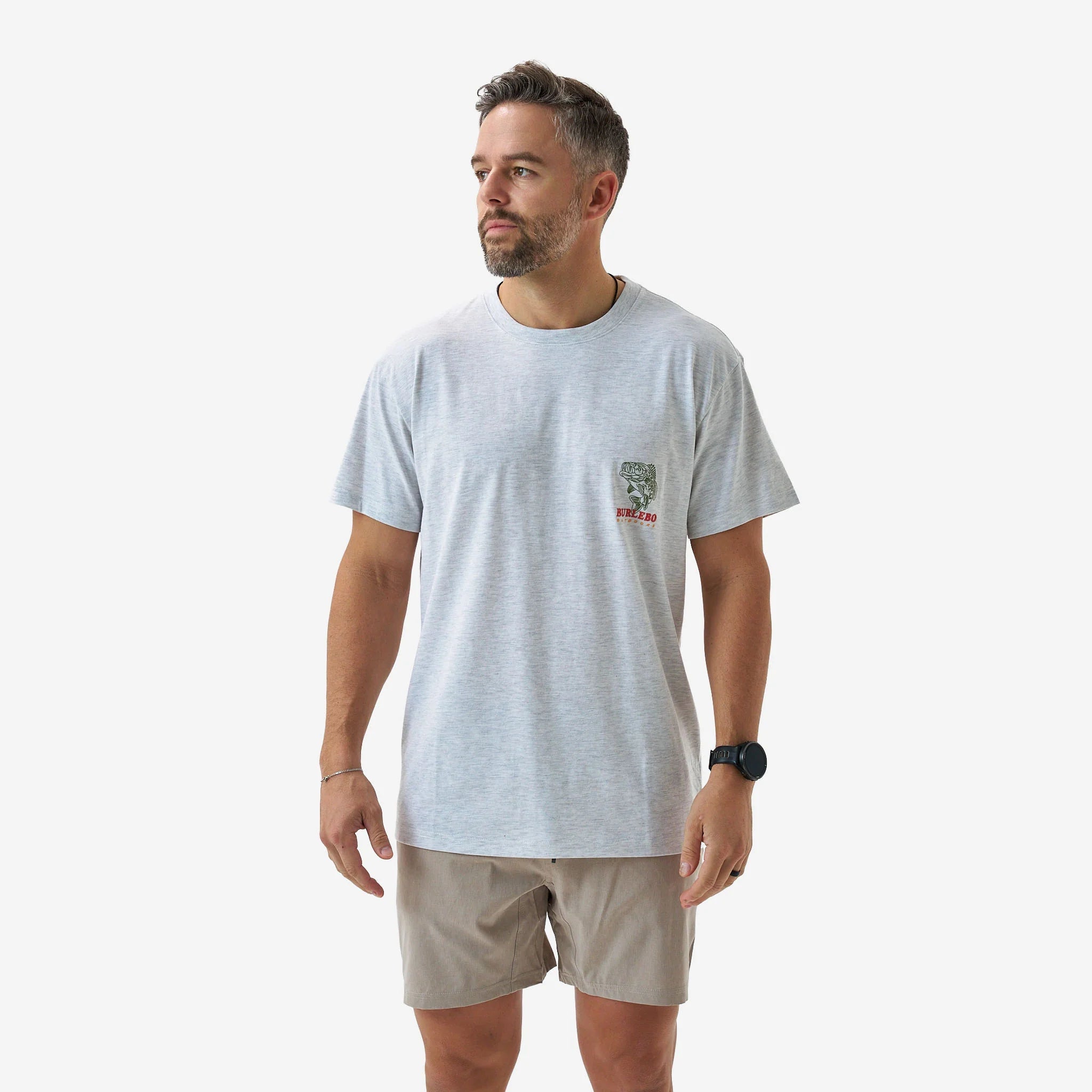 Burlebo Heather Ash Grey Fish Wild Short Sleeve Tee - Southern Soule Designs