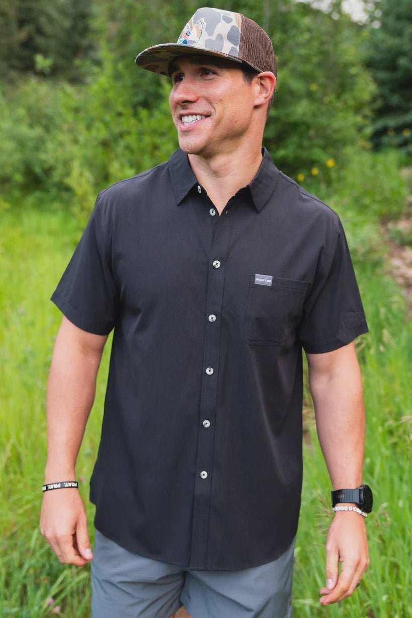 Burlebo Heather Black Performance Button Up - Southern Soule Designs
