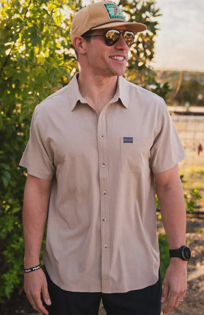 Burlebo Heather Khaki Perf Button Up - Southern Soule Designs