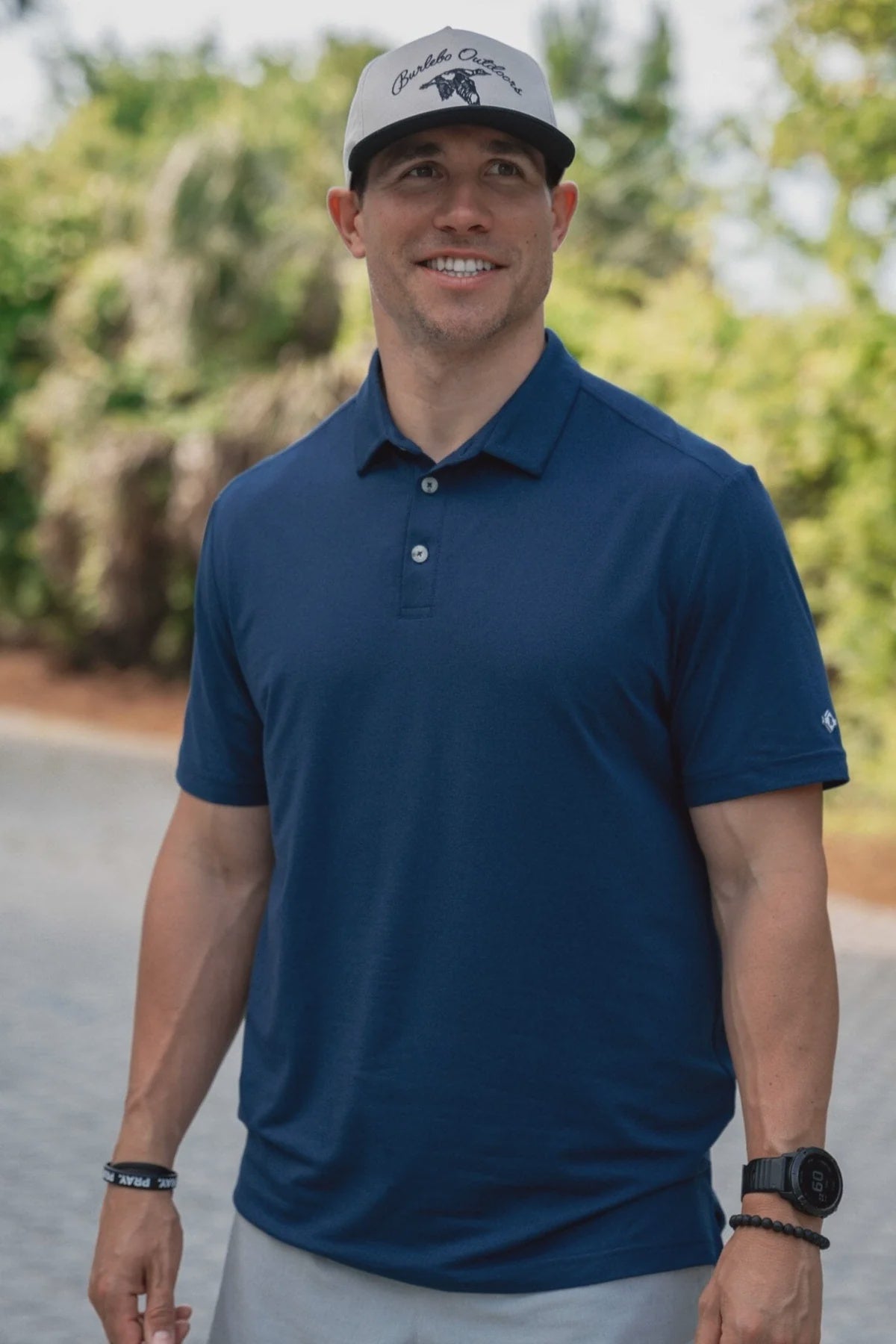 Burlebo Heather Navy Perf Polo - Southern Soule Designs