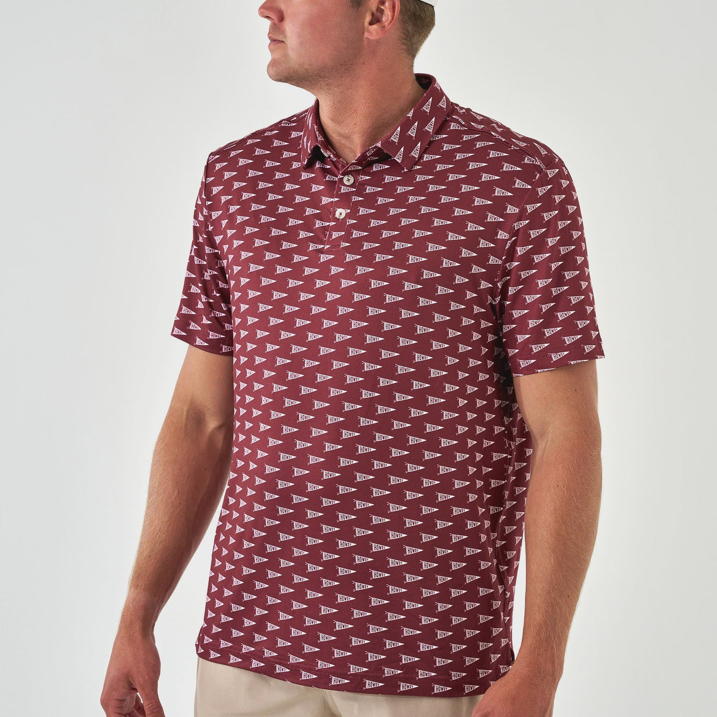 Burlebo Maroon Howdy Pennants Performance Polo - Southern Soule Designs