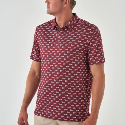 Burlebo Maroon Howdy Pennants Performance Polo - Southern Soule Designs