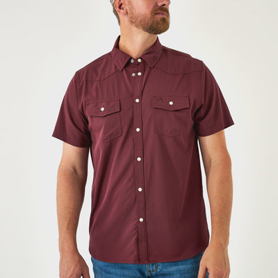 Burlebo Maroon Performance Western Shirt - Southern Soule Designs