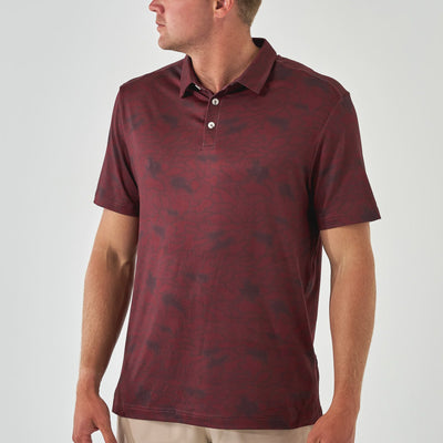 Burlebo Maroon Texas Camo Performance Polo - Southern Soule Designs
