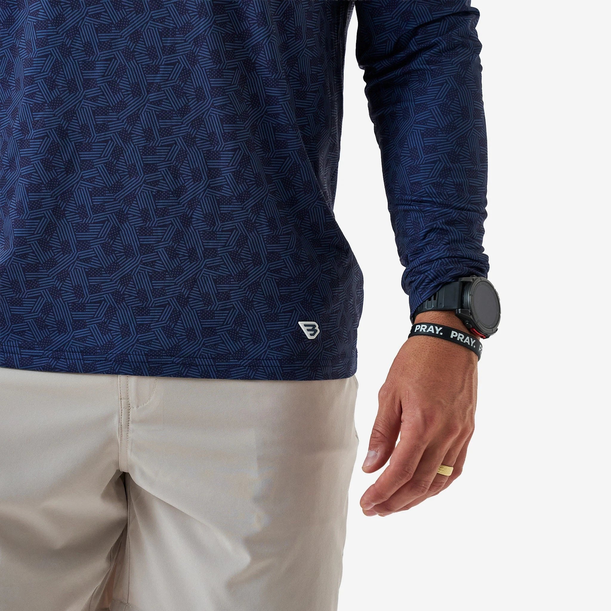 Burlebo Navy Stars and Stripes Performance Hoodie - Southern Soule Designs