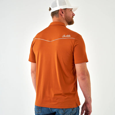 Burlebo Orange Pearl Snap Performance Polo - Southern Soule Designs