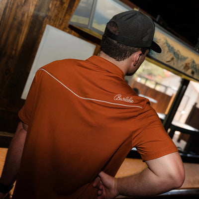 Burlebo Orange Pearl Snap Performance Polo - Southern Soule Designs