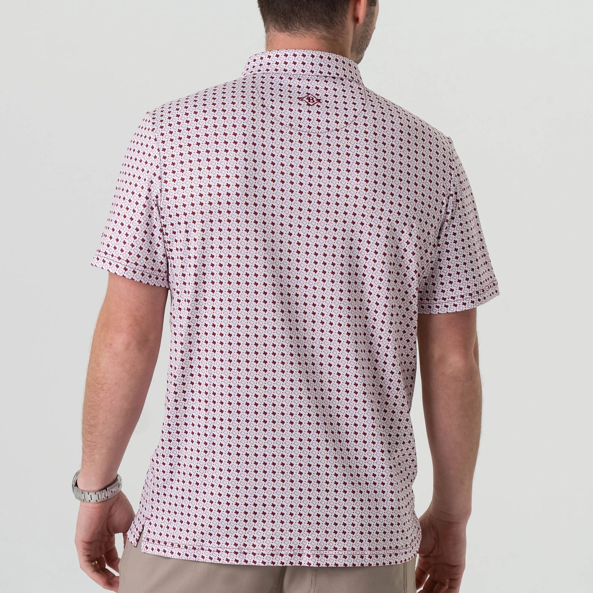 Burlebo Texas White & Maroon Performance Polo - Southern Soule Designs