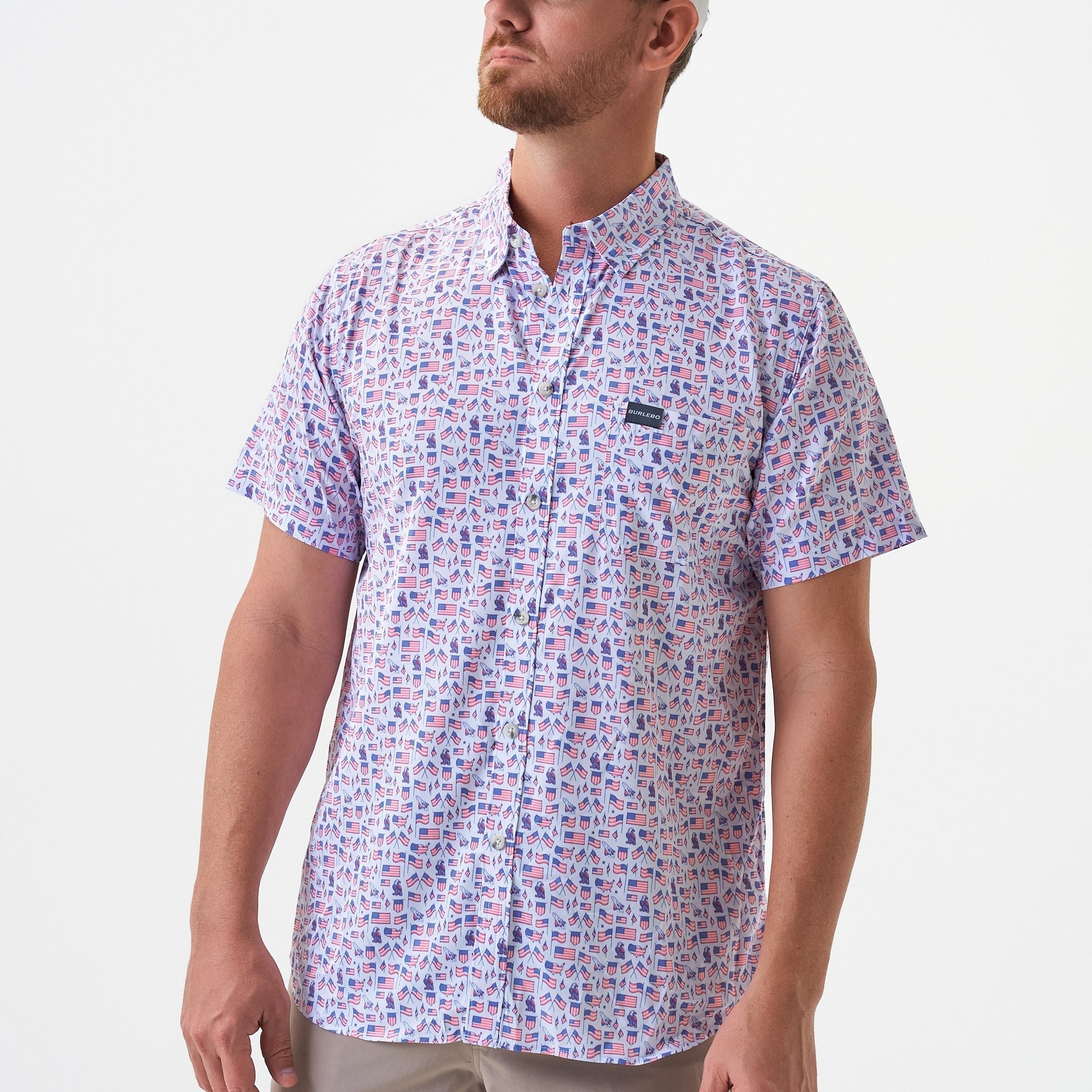 Burlebo White Old Glory Performance Button Up - Southern Soule Designs
