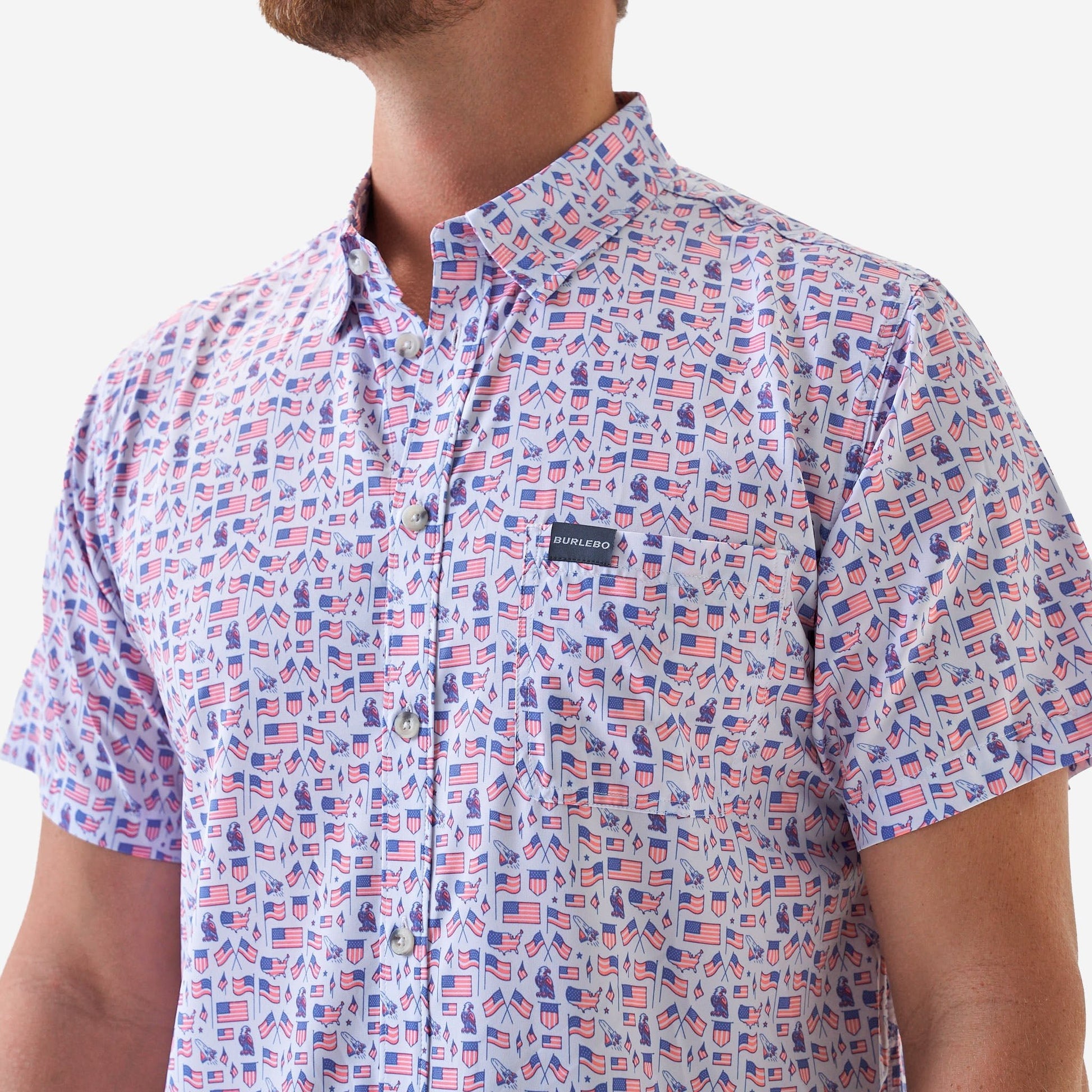 Burlebo White Old Glory Performance Button Up - Southern Soule Designs