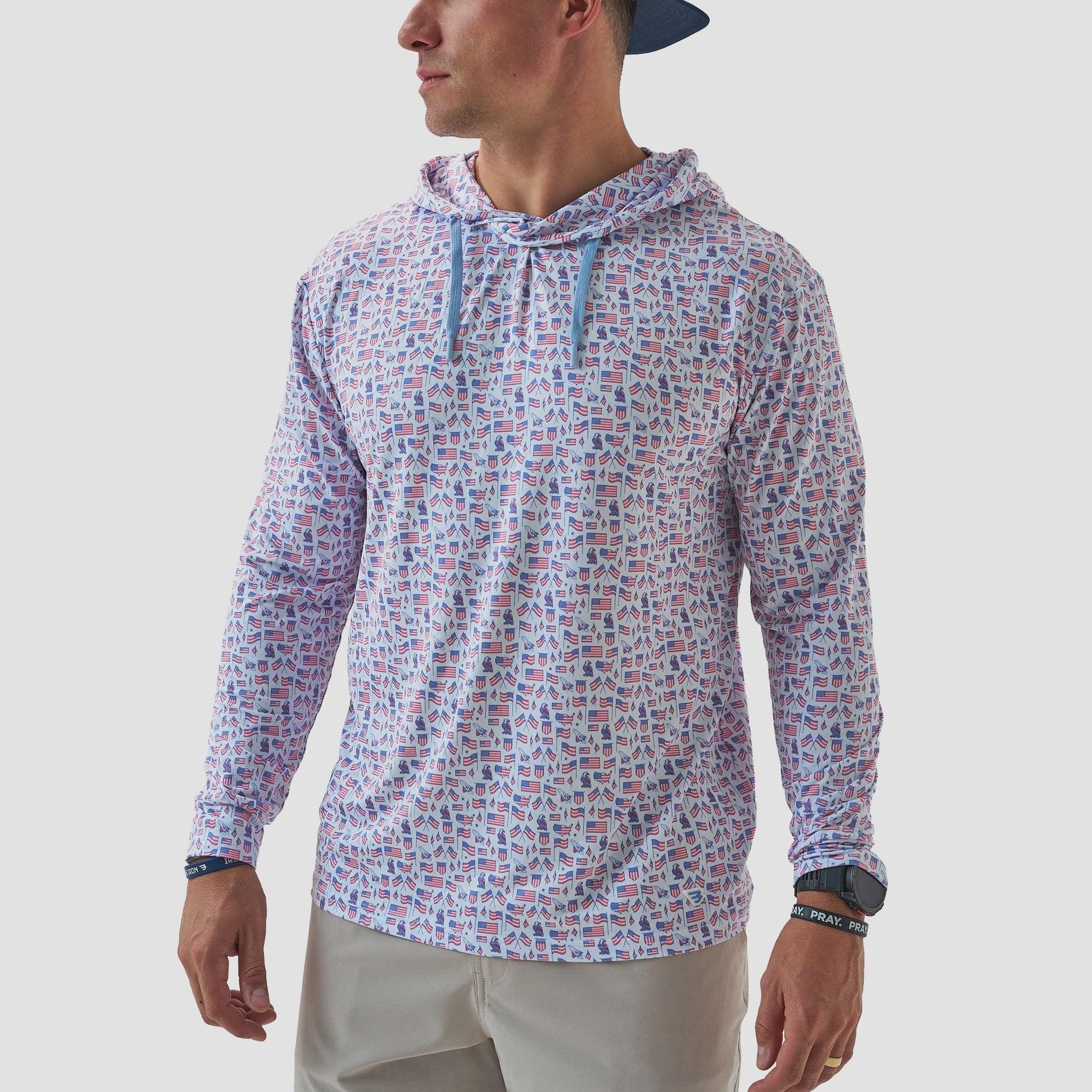 Burlebo White Old Glory Performance Hoodie - Southern Soule Designs