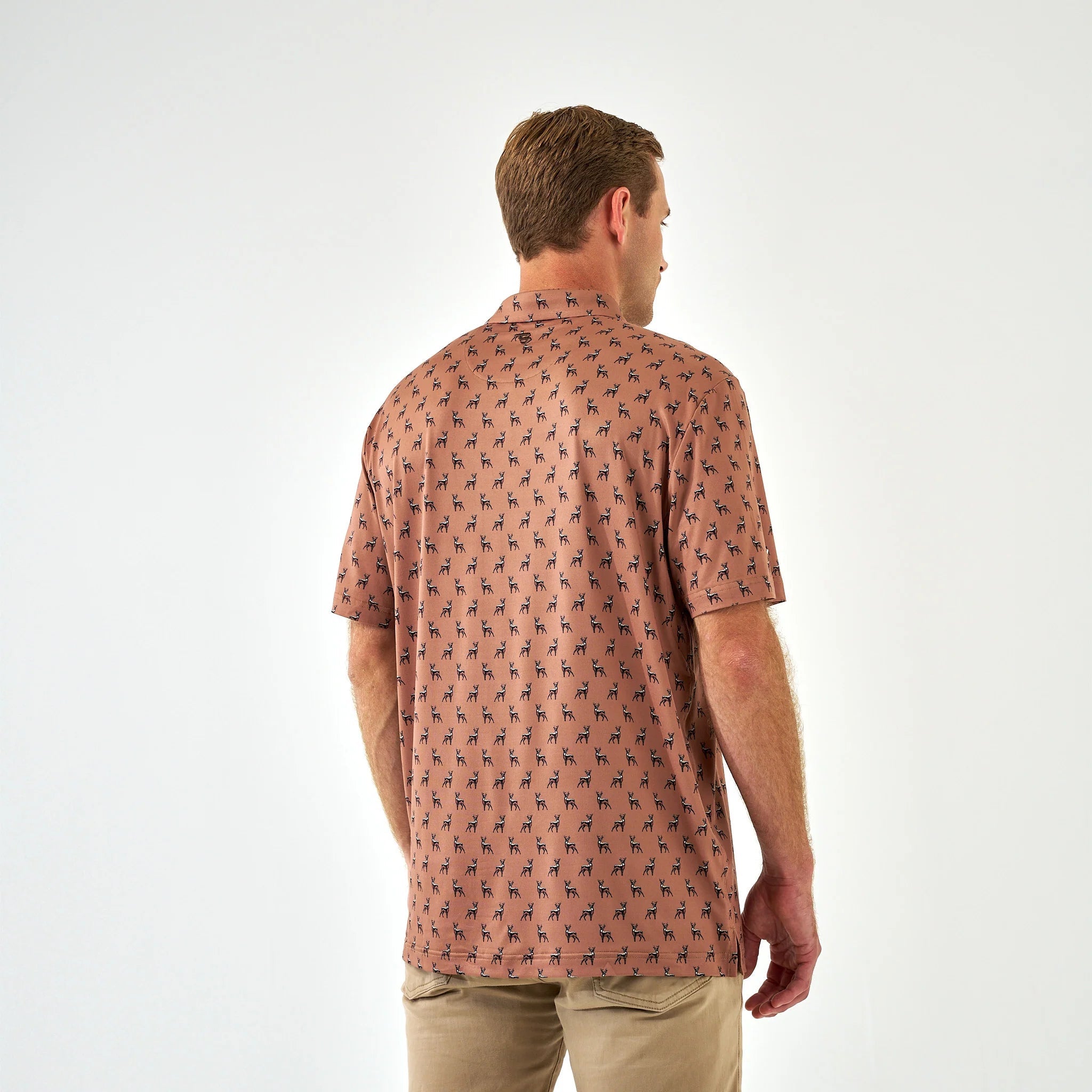 Burlebo Whitetail Deer Brown Performance Polo - Southern Soule Designs