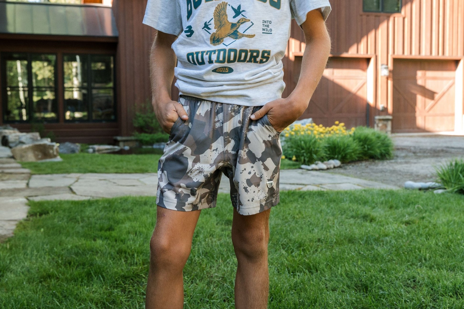 Burlebo Youth Athletic Shorts - Splatter Camo - Southern Soule Designs