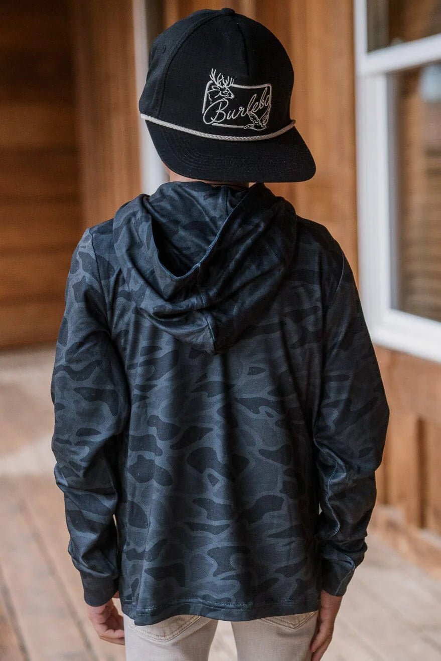 Burlebo Youth Black Camo Performance Hoodie - Southern Soule Designs