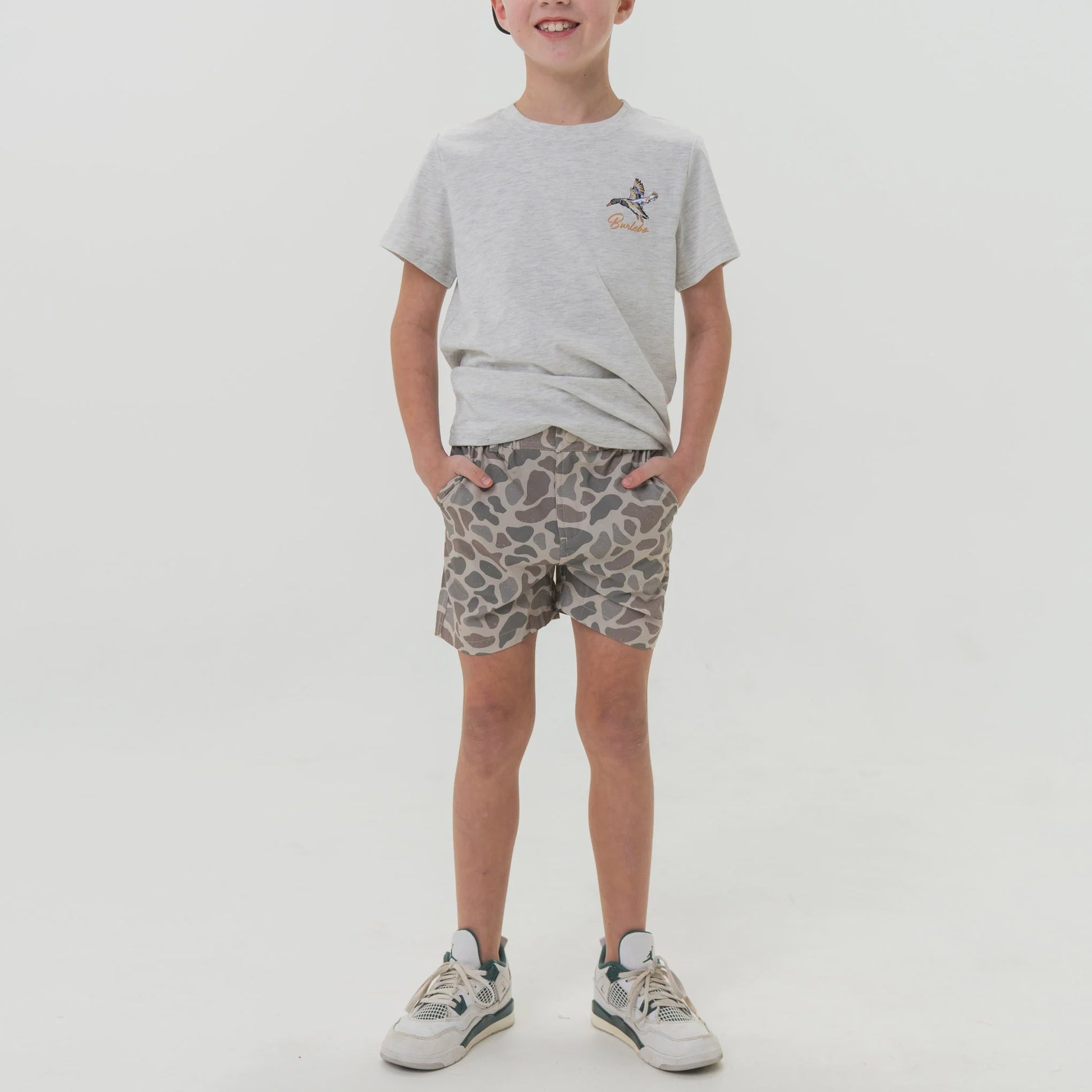 Burlebo Youth Classic Deer Camo Everyday Shorts with Grey Pocket - Southern Soule Designs