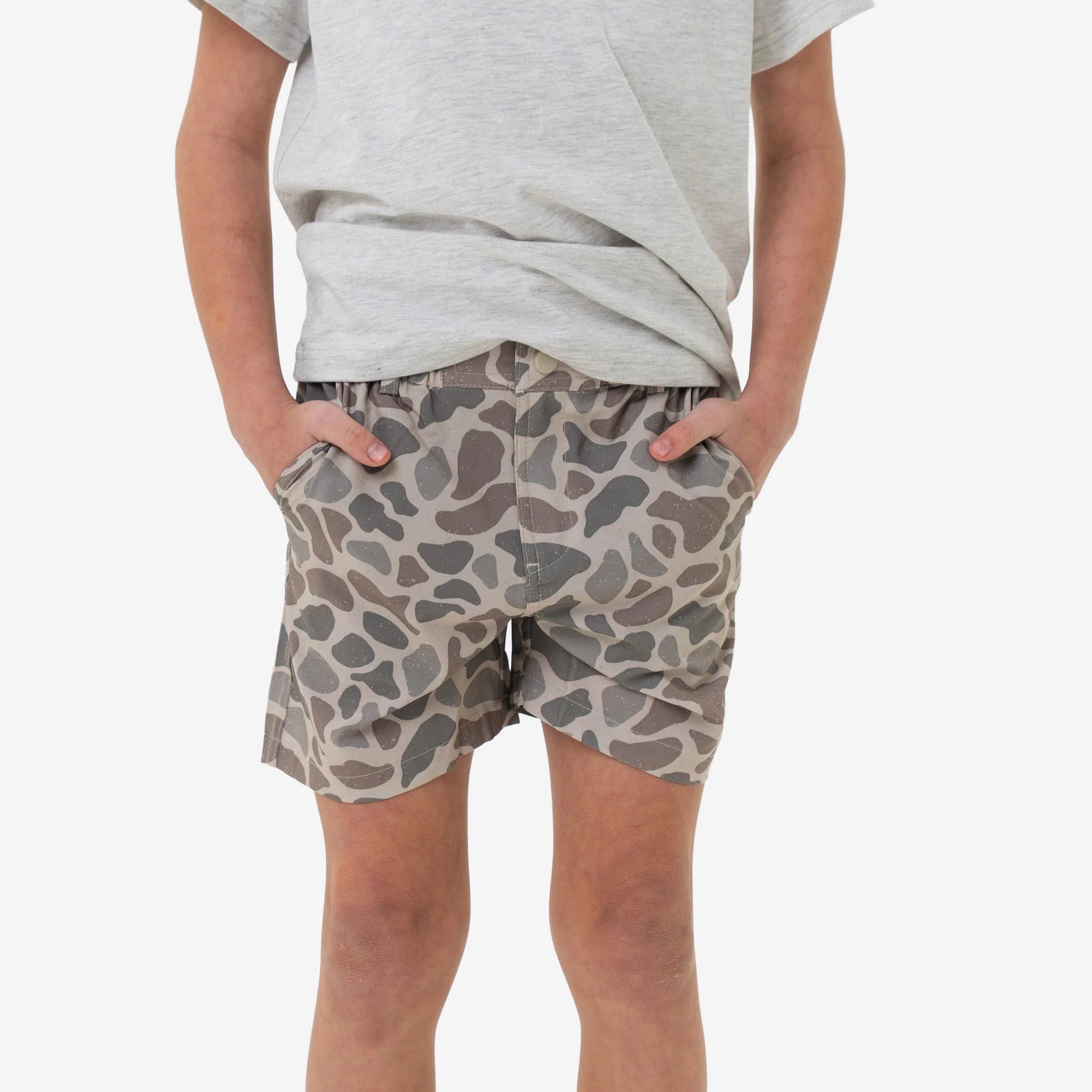 Burlebo Youth Classic Deer Camo Everyday Shorts with Grey Pocket - Southern Soule Designs