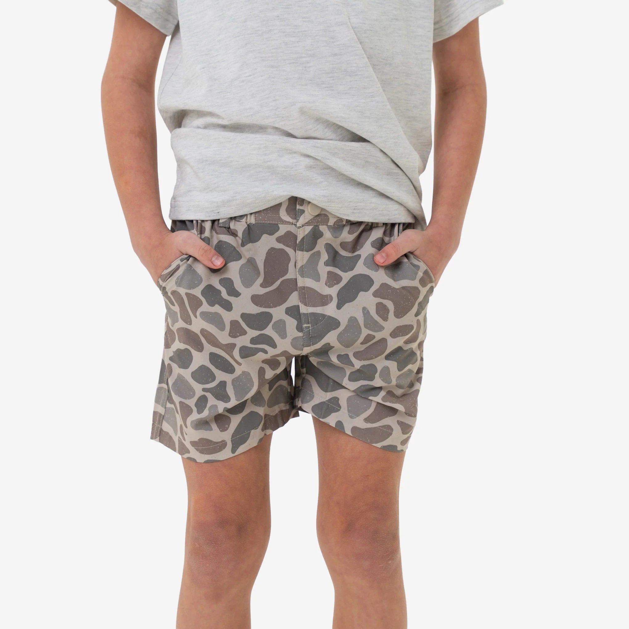 Burlebo Youth Classic Deer Camo Everyday Shorts with Grey Pocket - Southern Soule Designs