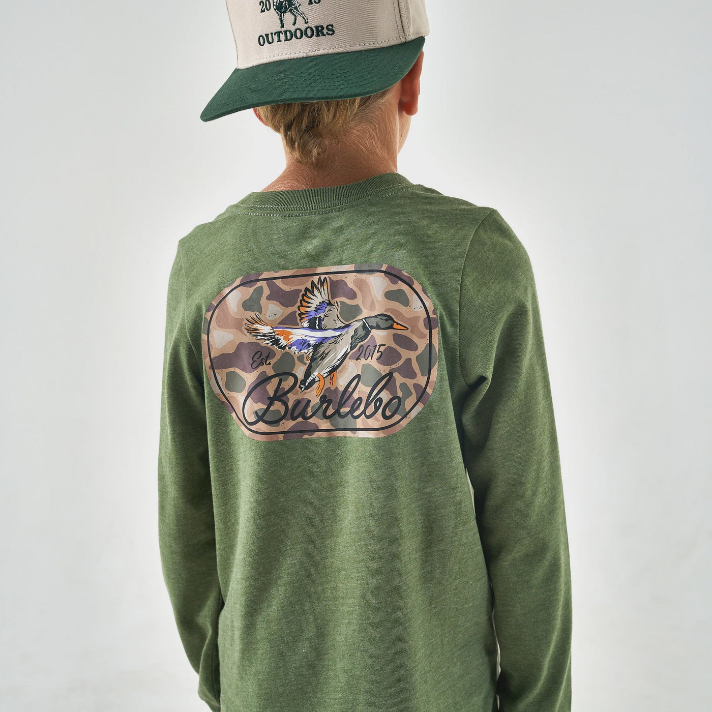 Burlebo Youth Ducks Flying in Olive Long Sleeve Tee - Southern Soule Designs