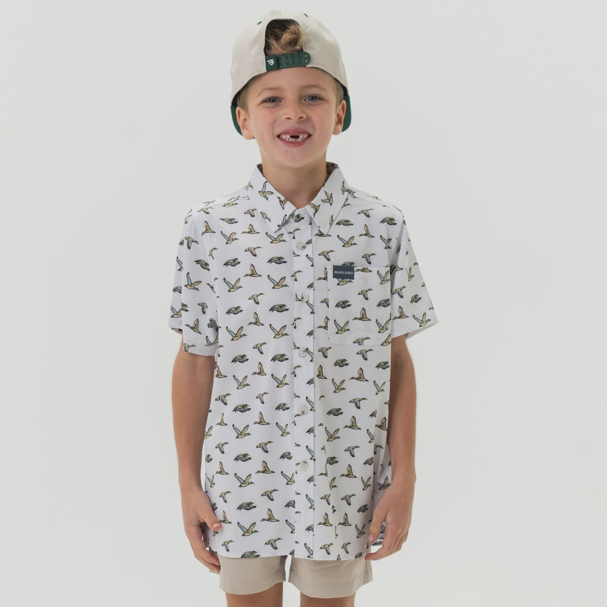 Burlebo Youth Flying Mallard Ducks Performance Button Up - Southern Soule Designs