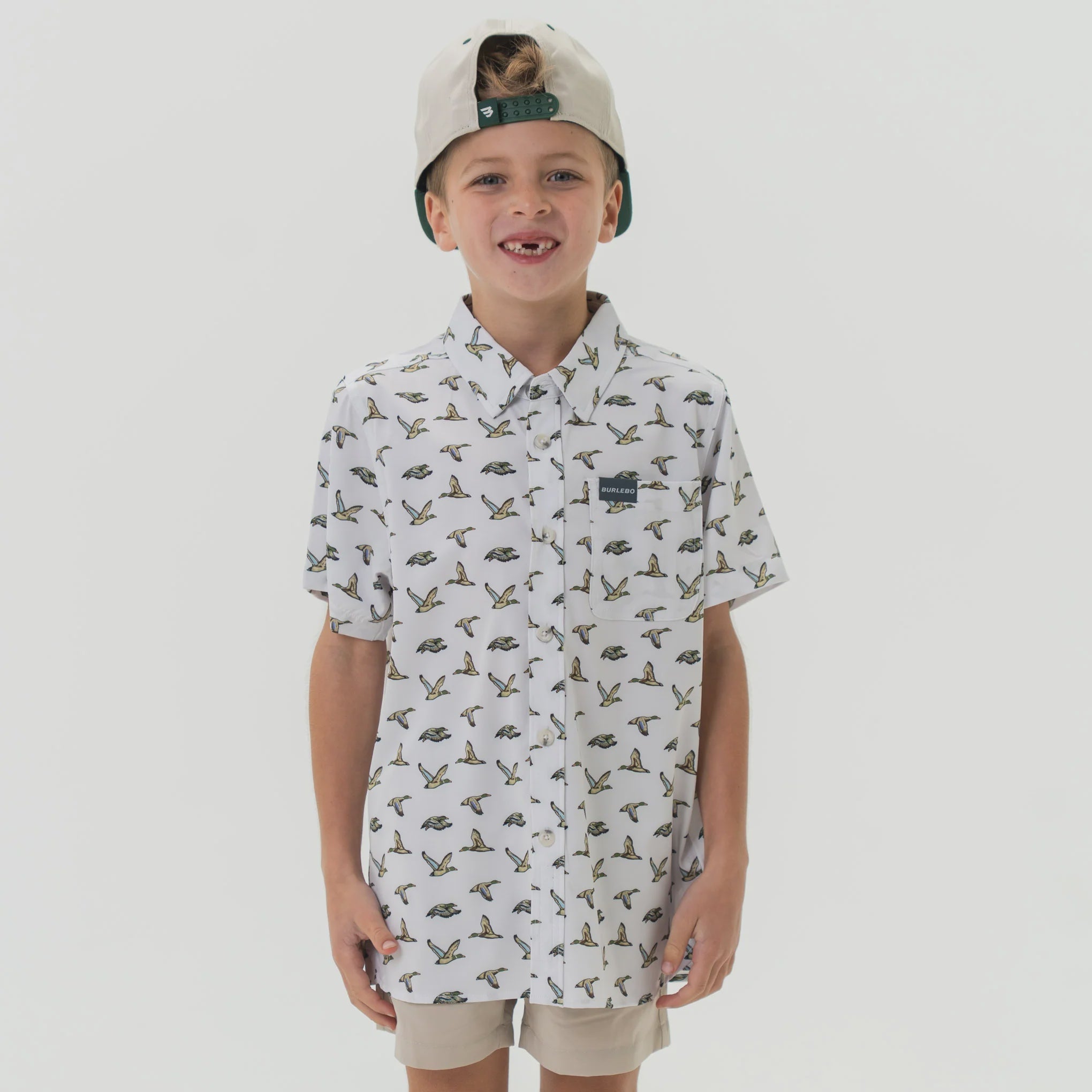 Burlebo Youth Flying Mallard Ducks Performance Button Up - Southern Soule Designs