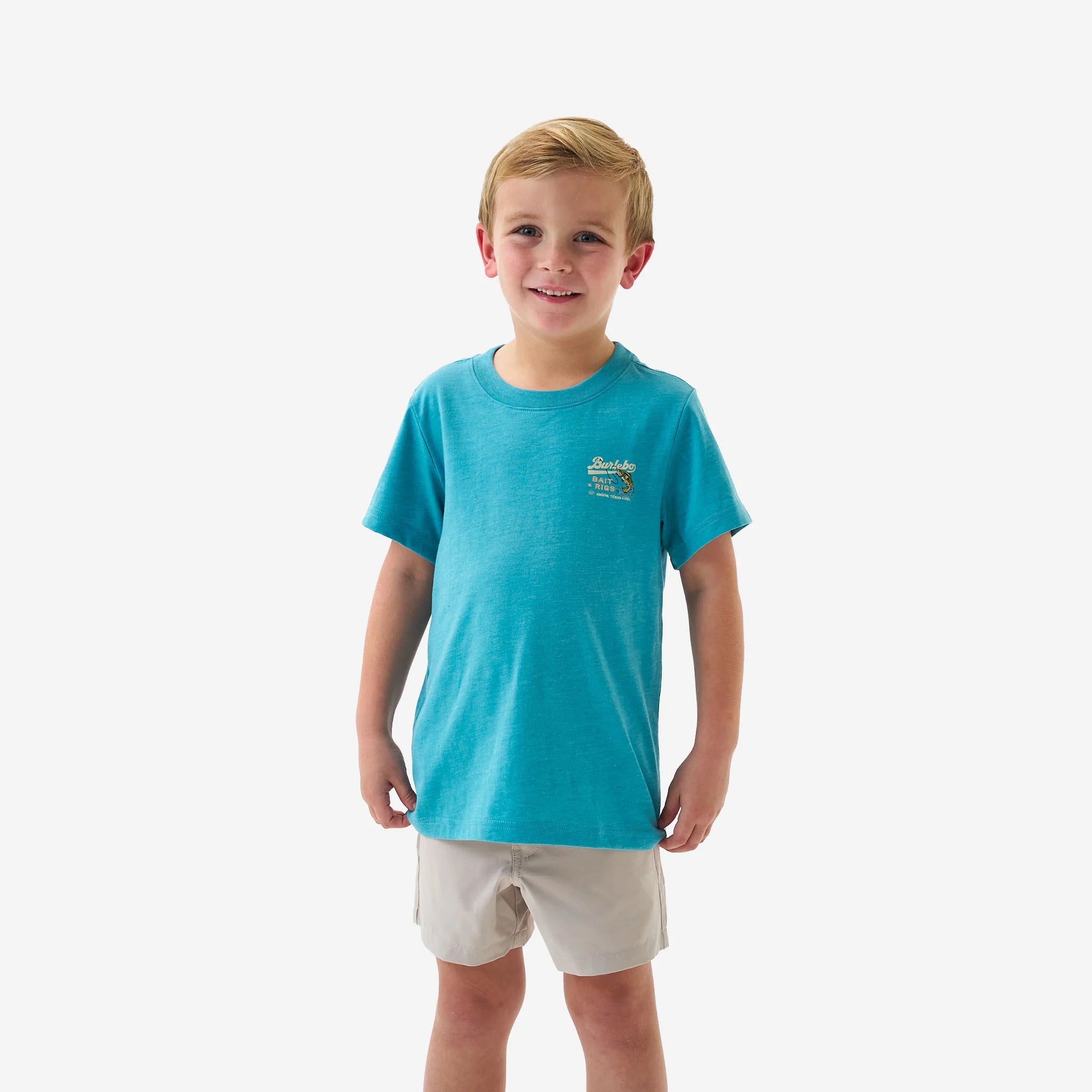 Burlebo Youth Heather Cyan Bait and Rigs Tee - Southern Soule Designs