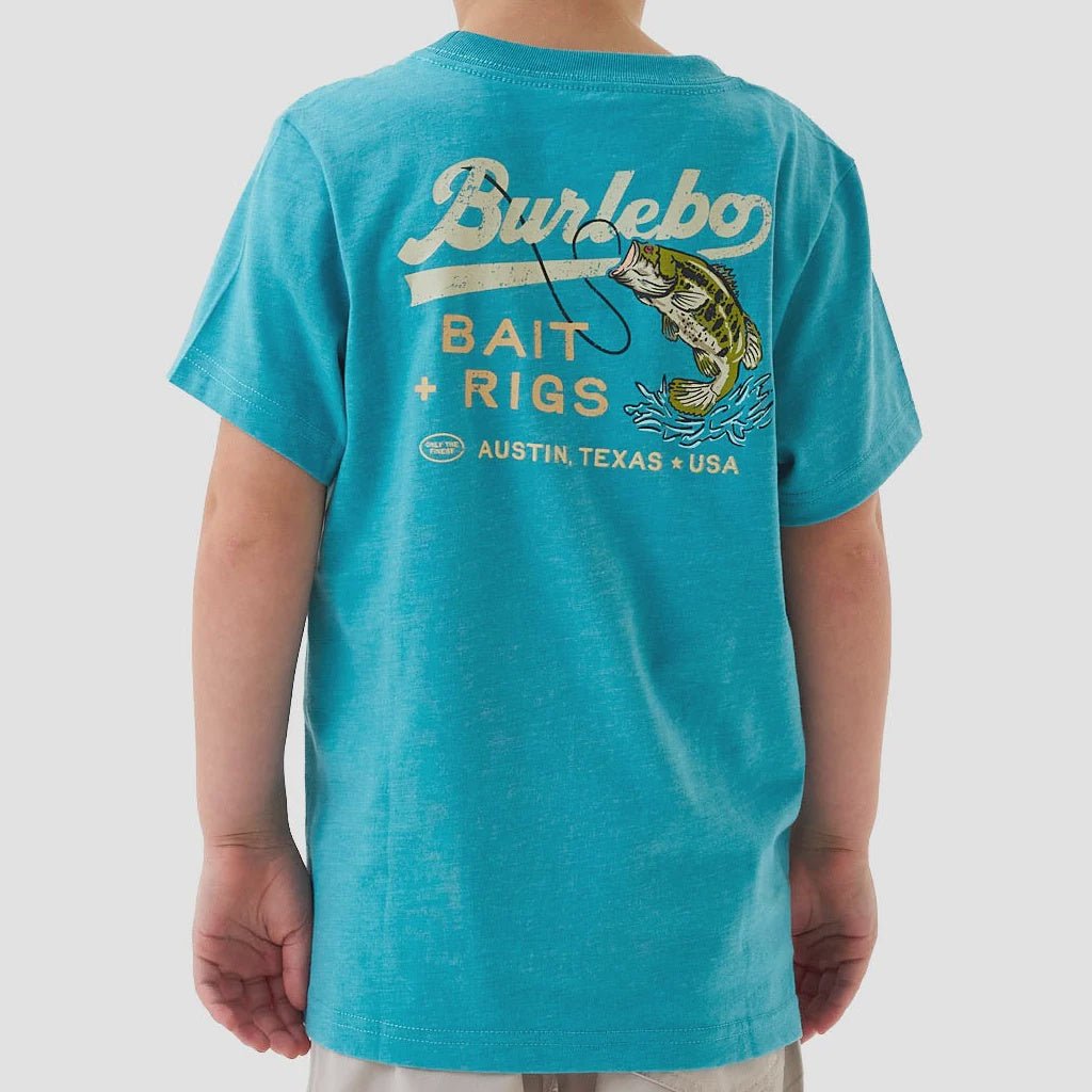 Burlebo Youth Heather Cyan Bait and Rigs Tee - Southern Soule Designs