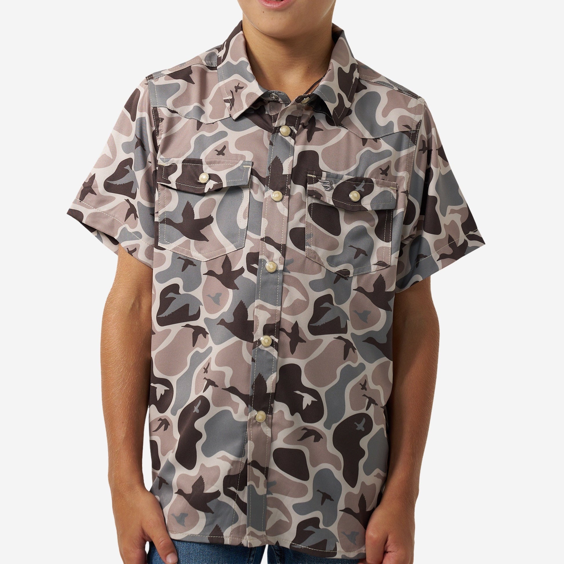 Burlebo Youth Mallard Mayhem Camo Performance Western Shirt - Southern Soule Designs