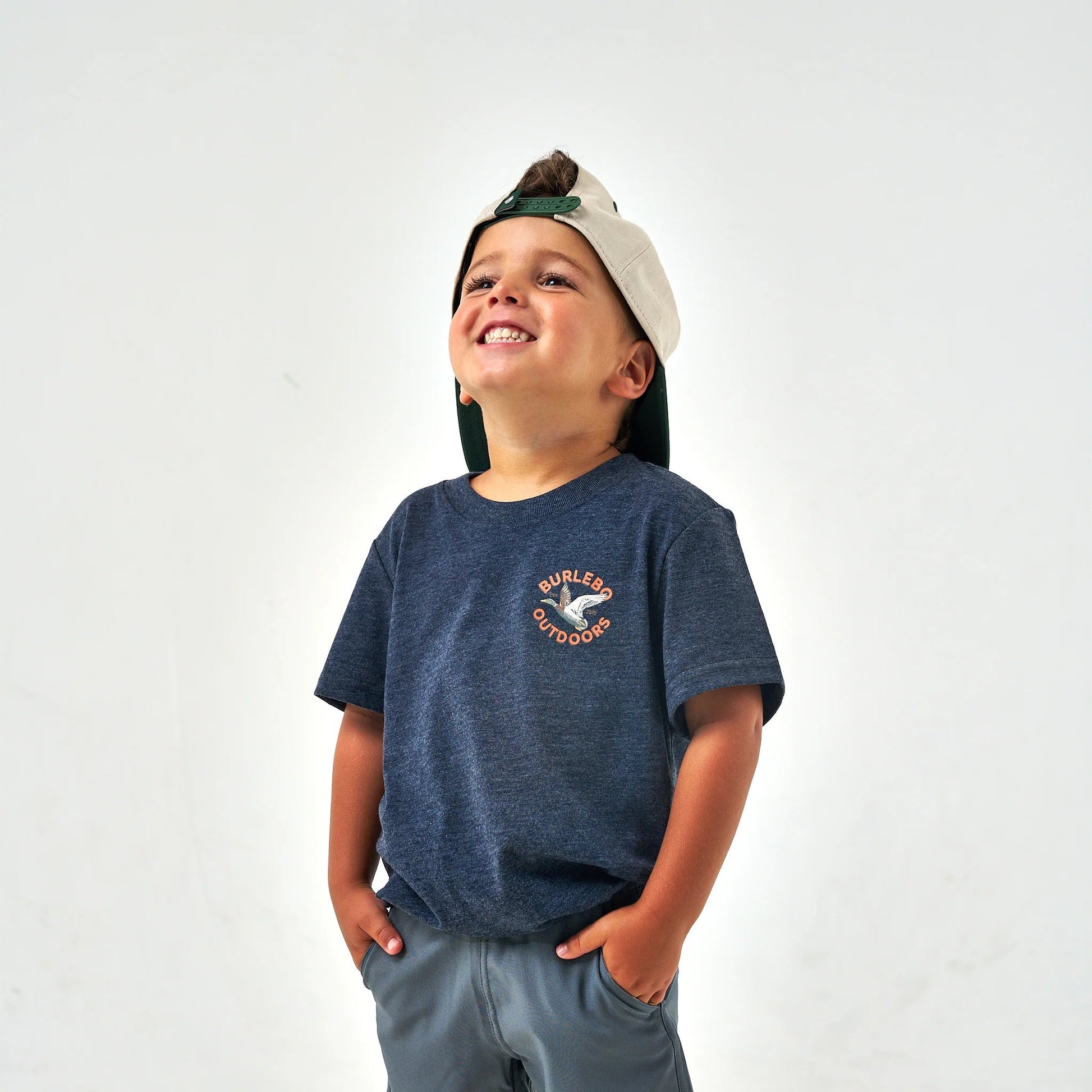 Burlebo Youth Old School Duck Hunt SS Heather Navy Tee - Southern Soule Designs