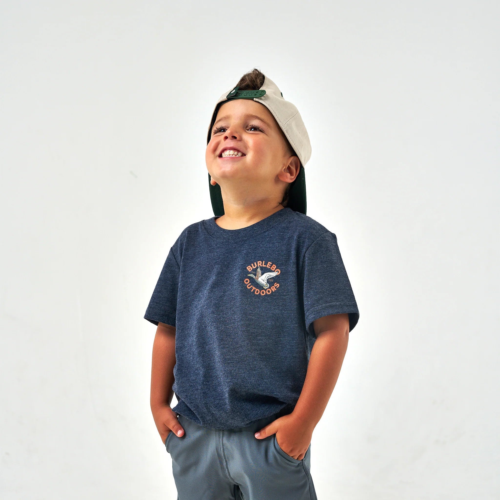 Burlebo Youth Old School Duck Hunt SS Heather Navy Tee - Southern Soule Designs