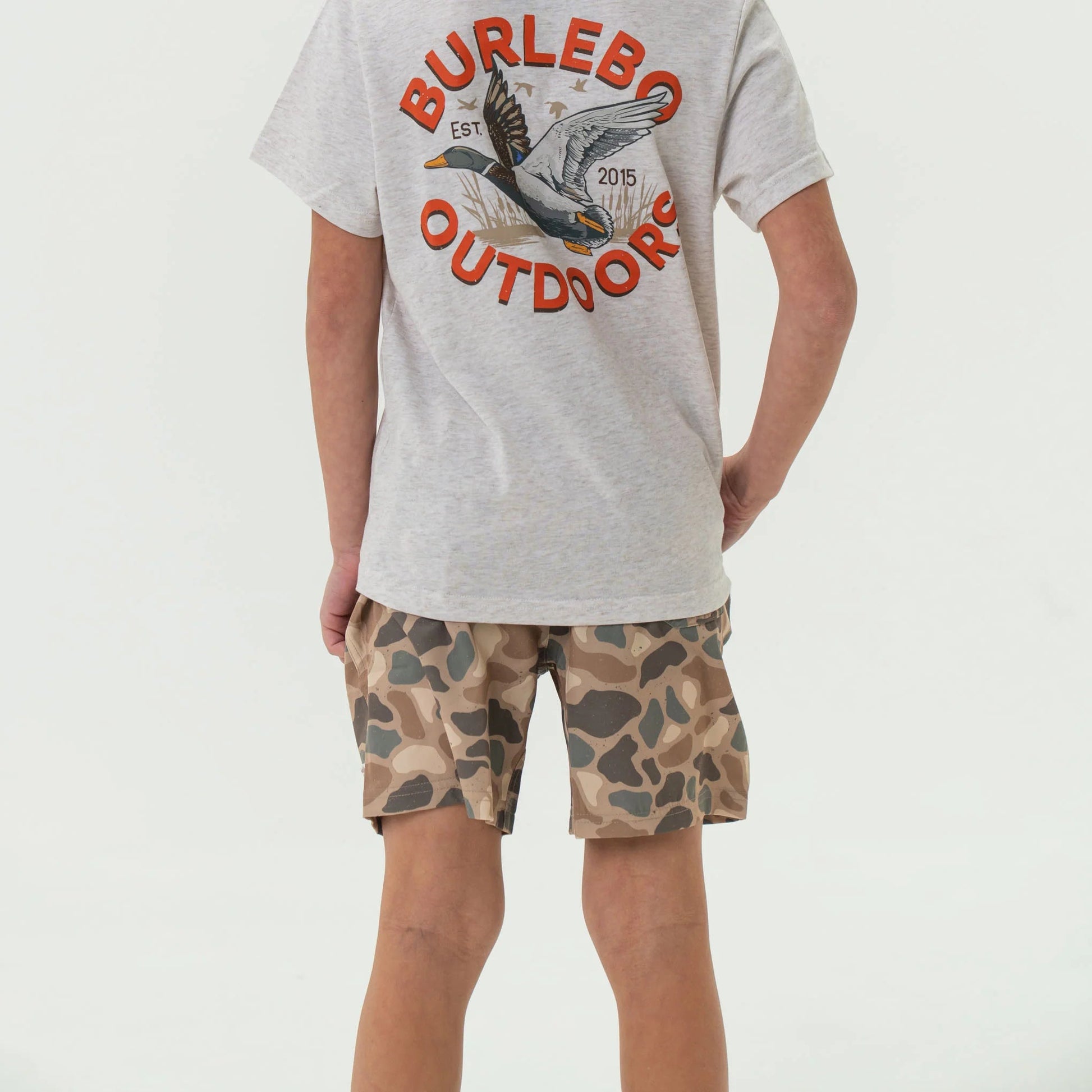 Burlebo Youth Pintail Camo Everyday Shorts with Brown Pocket - Southern Soule Designs