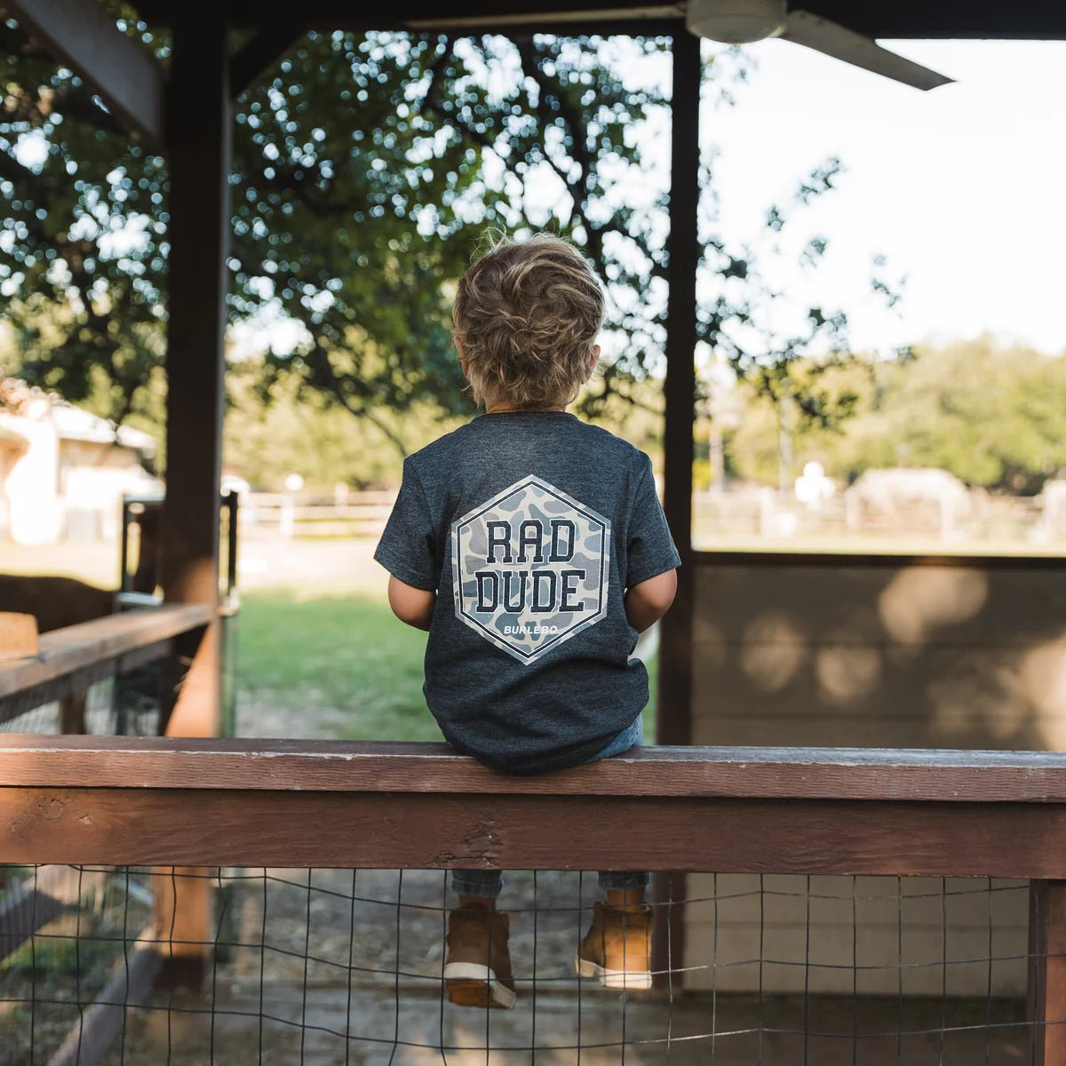 Burlebo Youth RAD DUDE Deer Camo Tee - Heather Black - Southern Soule Designs