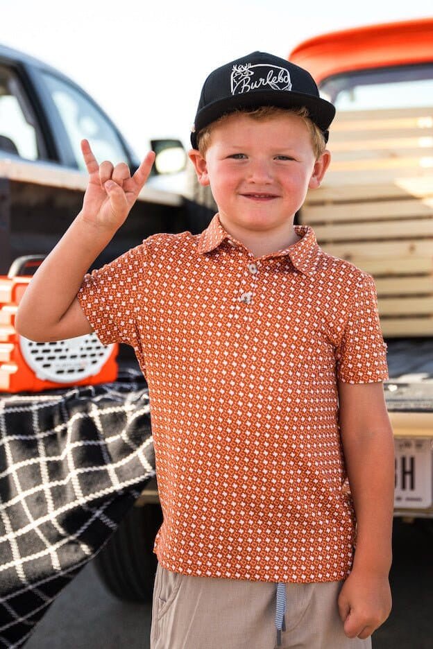 Burlebo Youth Texas Orange & White Polo - Southern Soule Designs