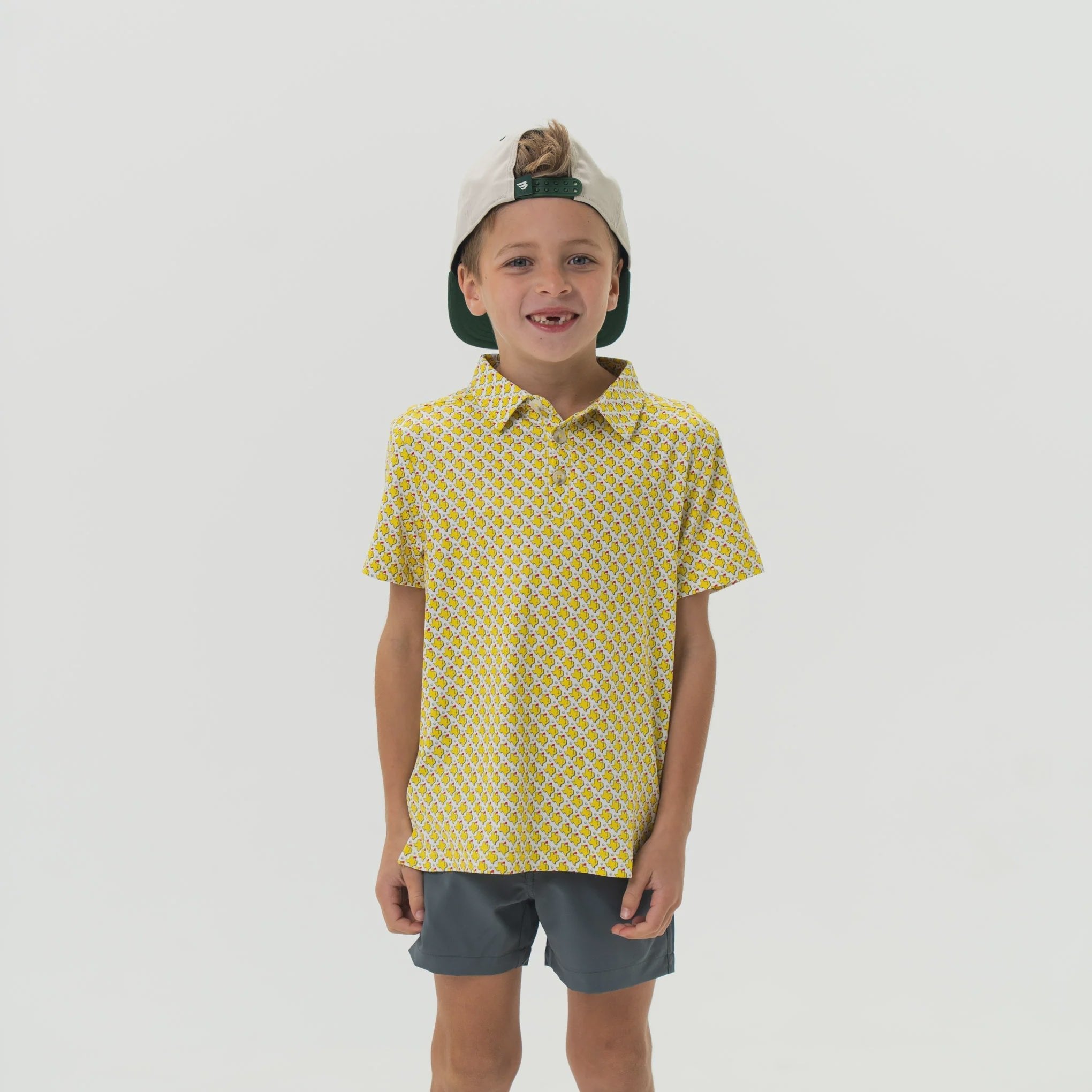 Burlebo Youth Texas Tee Time Yellow/White Performance Polo - Southern Soule Designs