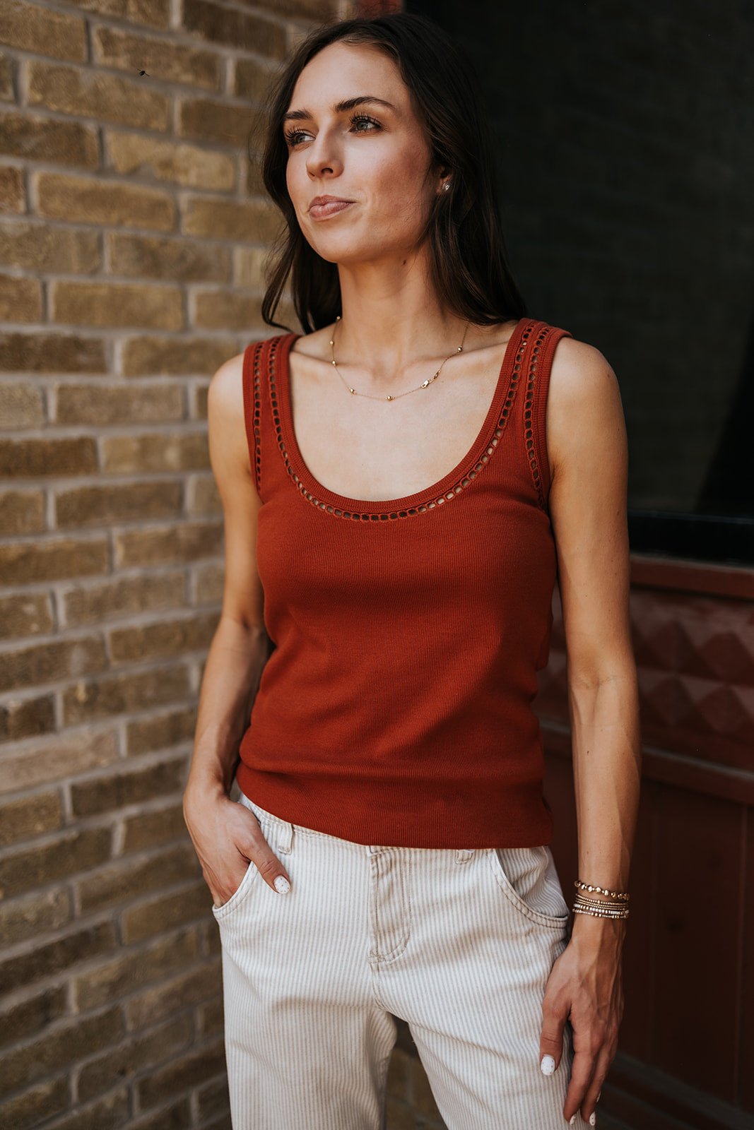 Burnt Brick Sloane Scoop Neck Tank - Southern Soule Designs