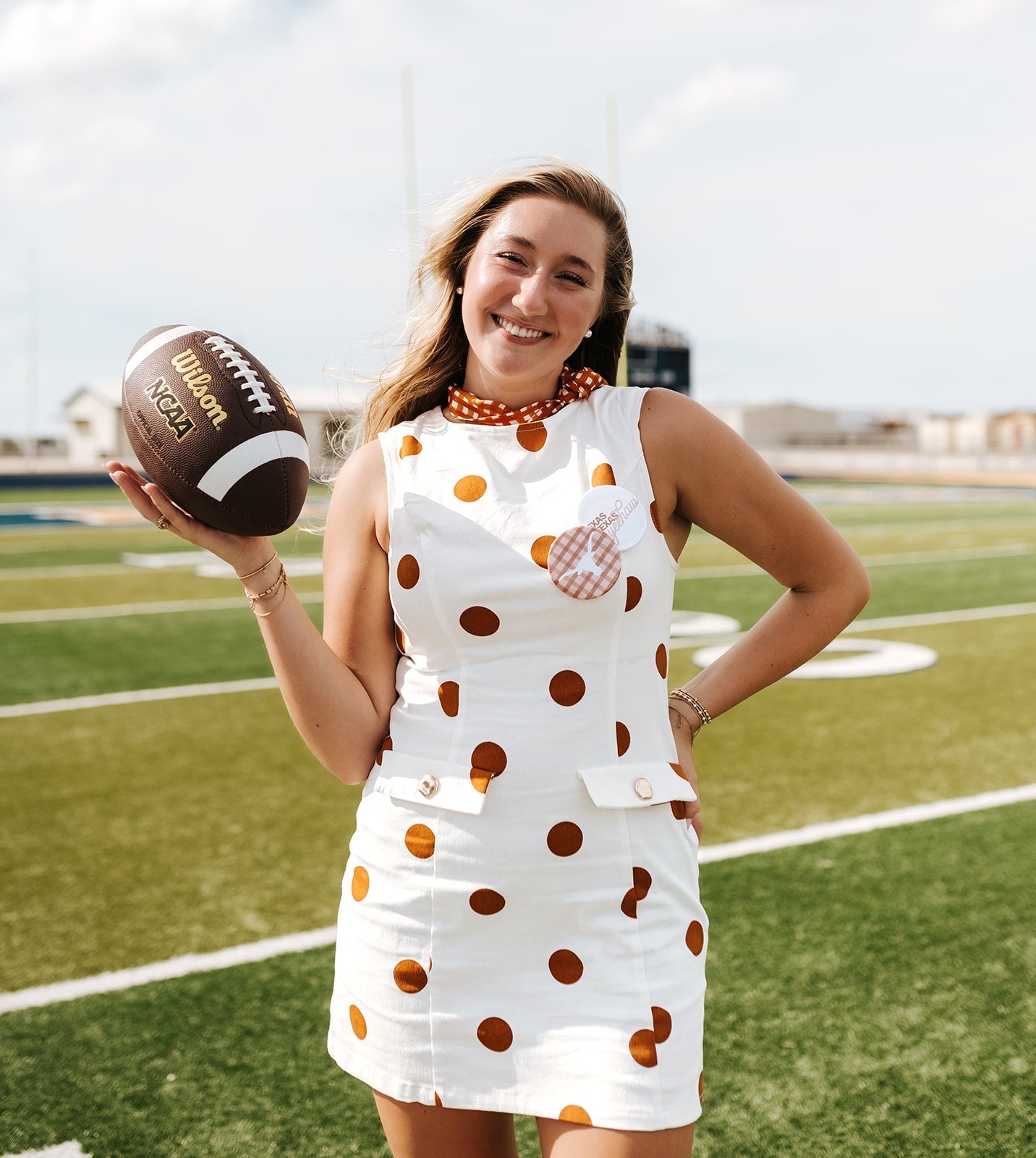 Burnt Orange Polka Dot woven midi dress ID24338 - Southern Soule Designs