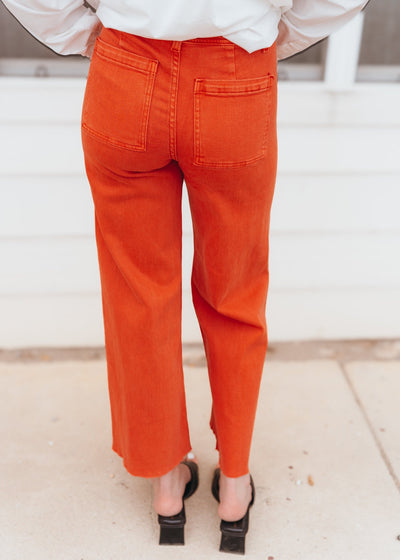 Burnt Orange Straight Wide Leg Pants MMP623 - Southern Soule Designs