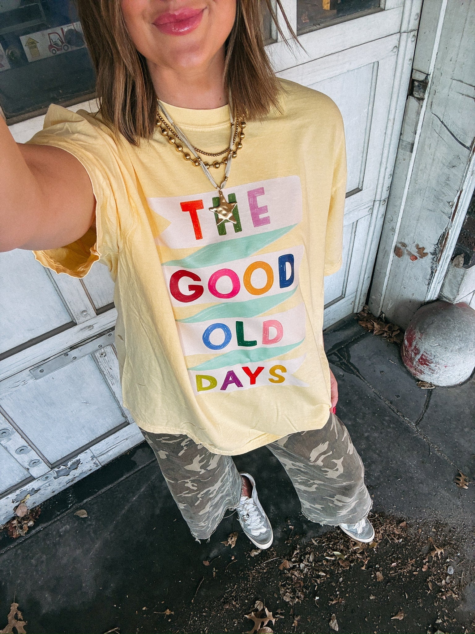 Butter Yellow Good Old Days Tee - Southern Soule Designs