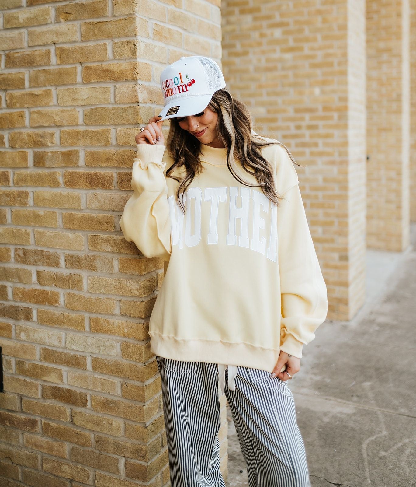 Butter Yellow Mother Mother Mock Neck Sweatshirt IT2594E - Southern Soule Designs