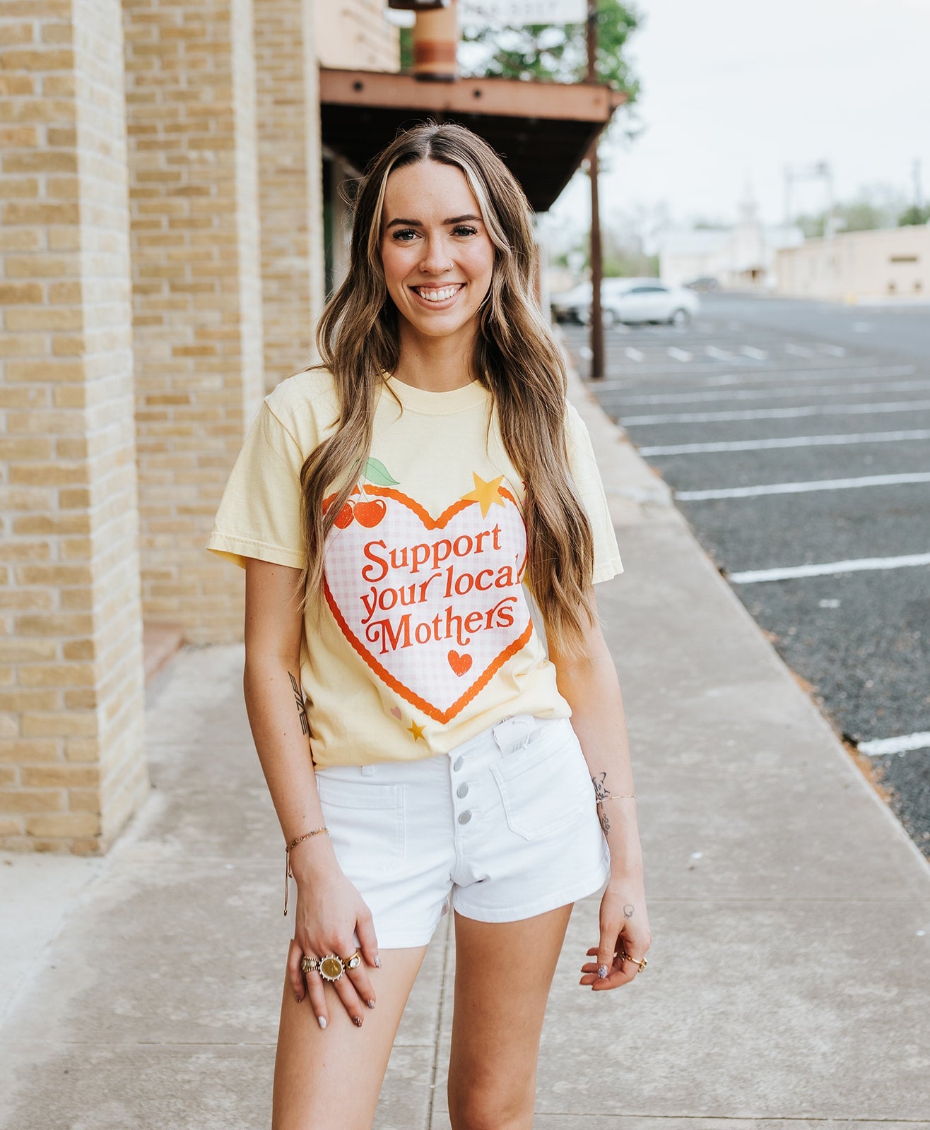 Butter Yellow Support Local Mothers Tee - Southern Soule Designs