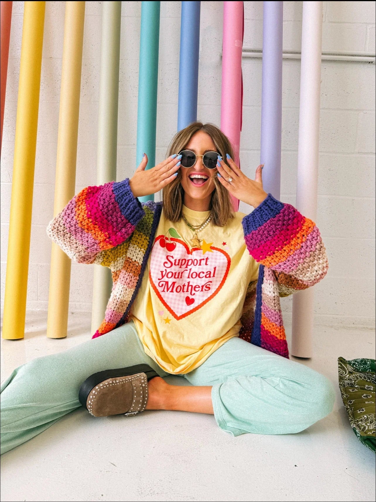 Butter Yellow Support Local Mothers Tee - Southern Soule Designs