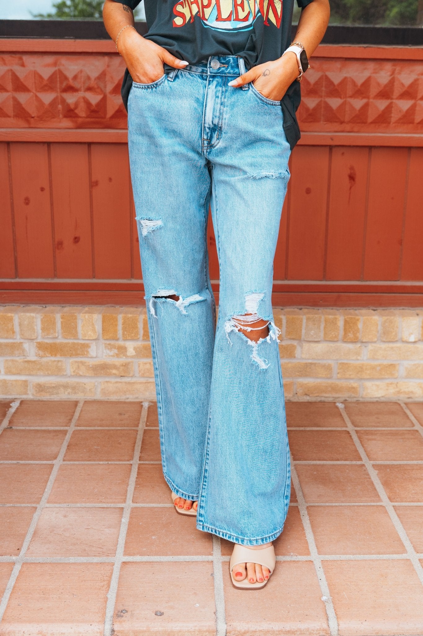 BW6HD03998 Lt Washed Wide Leg - Southern Soule Designs