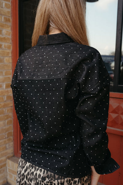 BWB2S04556 Black Rhinestone Denim Shirt - Southern Soule Designs