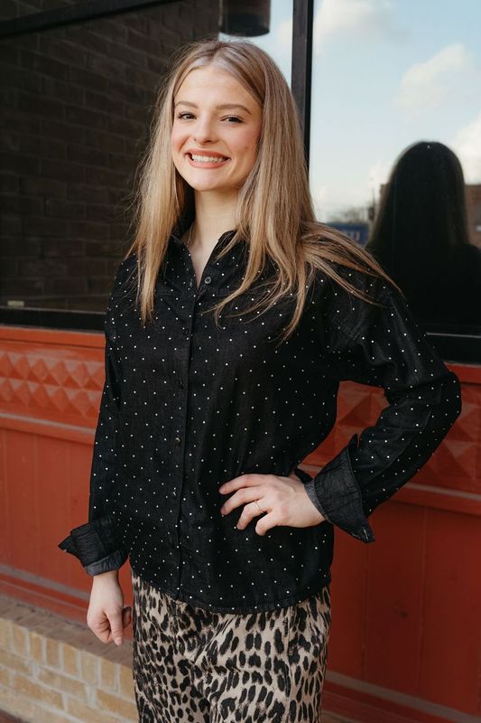 BWB2S04556 Black Rhinestone Denim Shirt - Southern Soule Designs