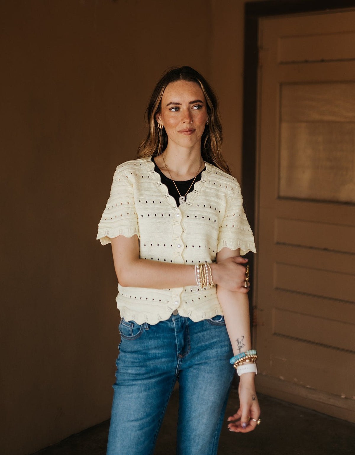BY Naski Flan Short Sleeve Cardigan 20818889 - Southern Soule Designs